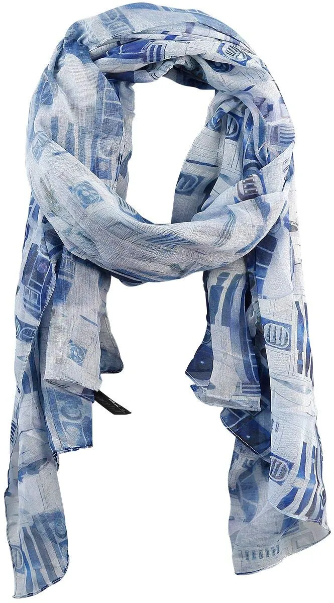 Foulard inspiré du légendaire R2-D2, parfait pour afficher son amour de Star Wars avec style. Un accessoire geek original pour tous les fans de la saga !