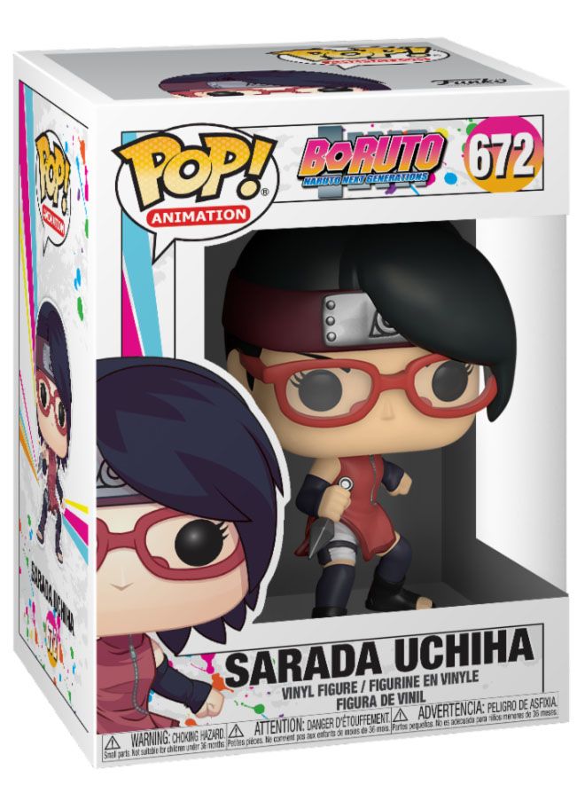 Figurine Pop! de Sarada Uchiha, héroïne de Boruto: Naruto Next Generations, au Sharingan. Idéale pour les fans de l’univers ninja et les collectionneurs, prêt à rejoindre votre collection !