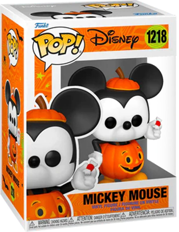 Figurine Funko Pop! de Mickey Mouse (#1218) en costume de citrouille, parfaite pour les célébrations d'Halloween.