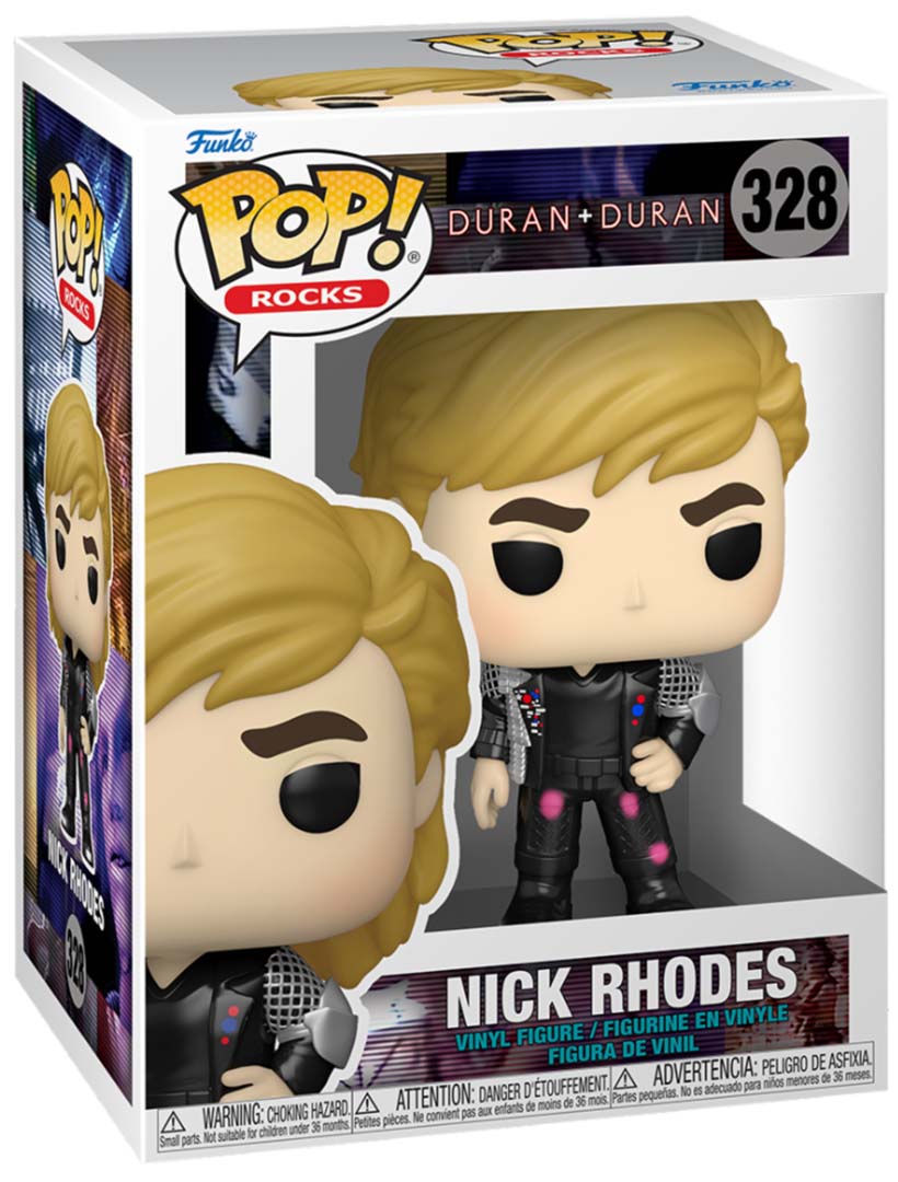 Funko POP! Rocks #328 : Nick Rhodes en tenue "The Wild Boys". Une figurine vinyl collector parfaite pour les fans de Duran Duran et les collectionneurs.