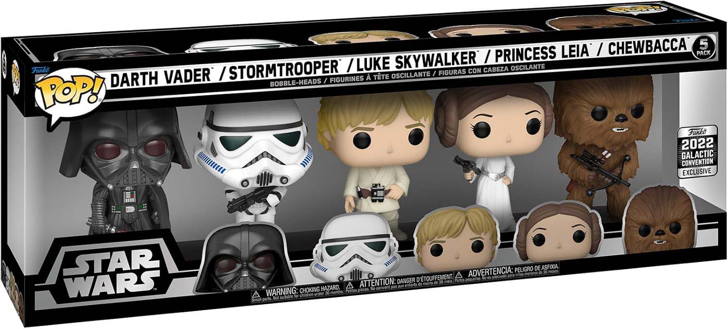 Réunissez l’essence de Star Wars avec ce coffret Funko Pop incluant Darth Vader, Luke, Leia, Chewbacca et un Stormtrooper. Une collection incontournable pour les fans de la trilogie originale !