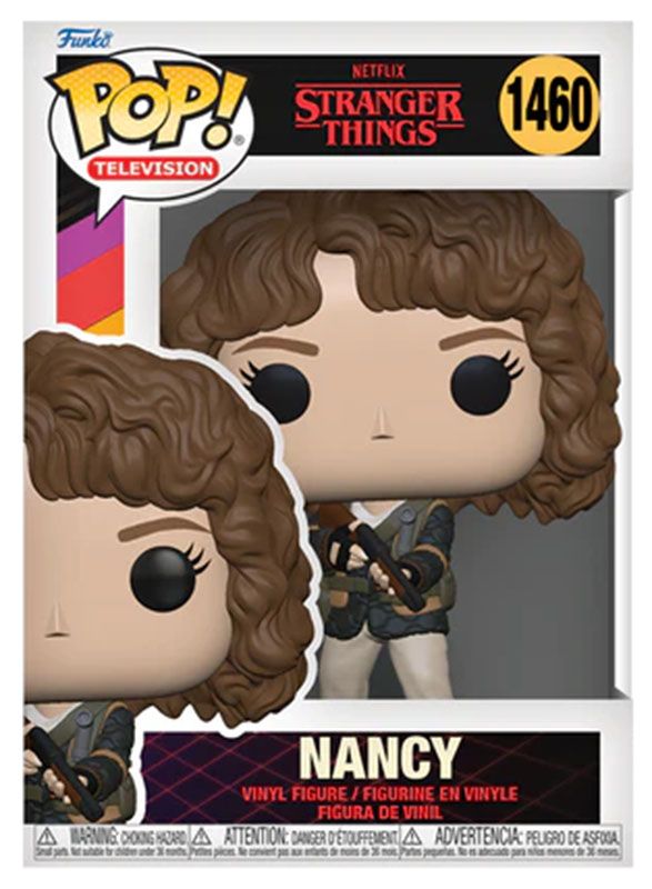 Nancy Wheeler dans sa tenue de chasseresse armée d’un shotgun, issue de Stranger Things saison 4. Une Pop ! Funko incontournable pour les fans de la série et les collectionneurs de vinyls.