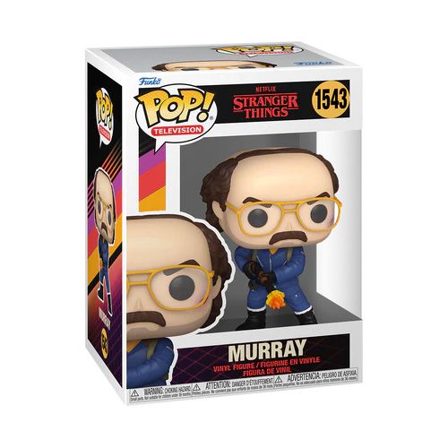 Figurine Funko Pop! de Murray Bauman (#1543) en mode combat avec son lance-flammes, inspirée de la saison 4 de Stranger Things – indispensable pour les fans de l’univers paranormaux.