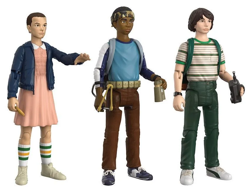 Pack de 3 figurines articulées (Eleven, Lucas, Mike) tirées de Stranger Things — parfait pour les fans et collectionneurs souhaitant réunir les héros du groupe original.