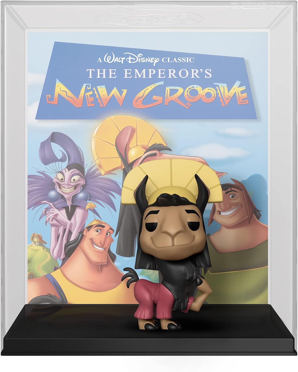 Célébrez l'esprit irrévérencieux de Kuzco avec cette Funko Pop! exclusive le représentant en lama, accompagnée de la jaquette VHS originale du film.