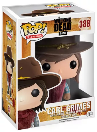 La figurine vinyle de Carl Grimes (#388) tirée de la série culte The Walking Dead : version avec poncho, un must-have pour collectionneurs et fans de l’univers apocalypse.