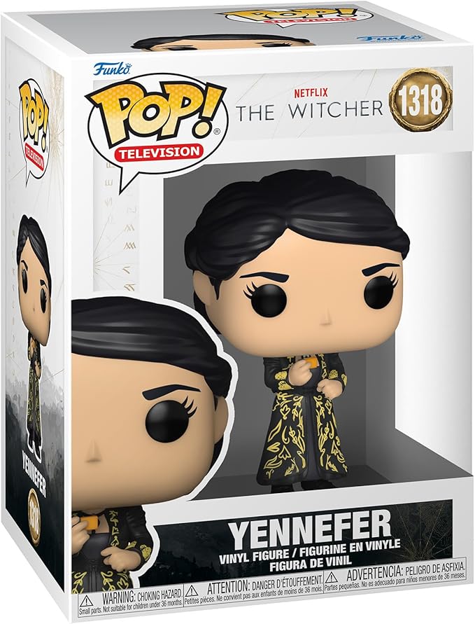 Figurine Funko Pop de Yennefer de Vengerberg en robe noire, inspirée de la série "The Witcher".