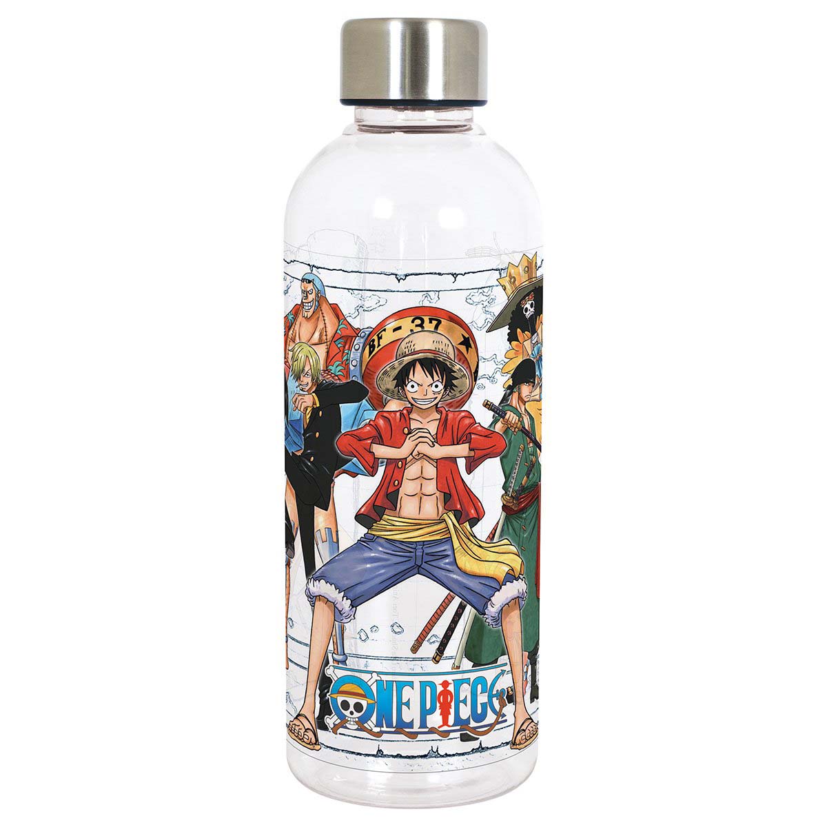 Restez hydraté en voyage avec cette bouteille One Piece 850 ml en plastique (BPA free), décorée de vos personnages préférés de l’équipage Chapeau de paille. Légère, pratique et sous licence officielle.
