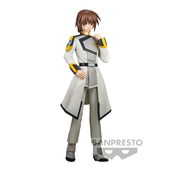 Figurine de Kira Yamato issue du film Mobile Suit Gundam SEED Freedom, mesurant environ 20 cm. Reproduit son uniforme de pilote avec une posture calme et confiante — un incontournable pour les fans de Gundam.